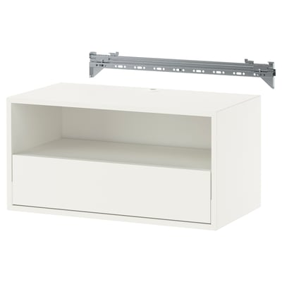 EKET Wall mounted media shelf w rail, white, 70x35x35 cm