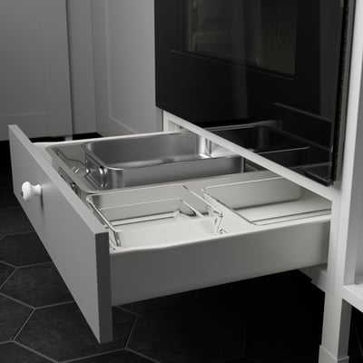ENHET Base cabinet for oven with drawer, white/grey frame, 60x62x75 cm