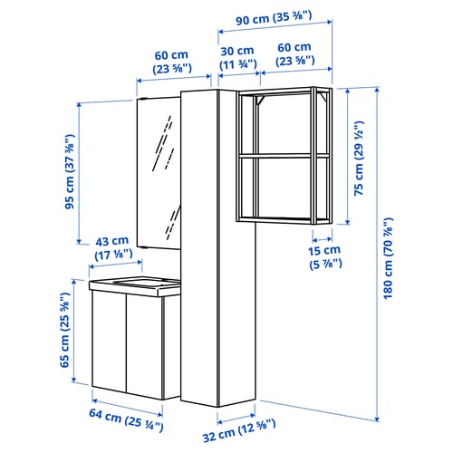 Illustration with measurements for the product: ENHET.