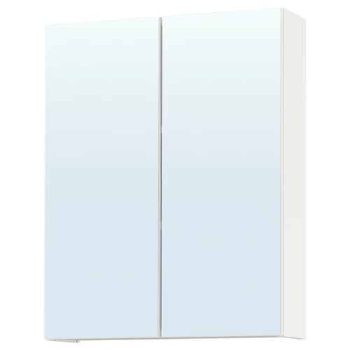 ENHET Mirror cabinet with doors, white, 60x17x75 cm