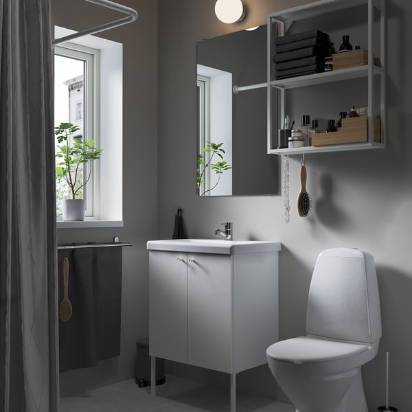 ENHET Wash-stand with doors, white, 60x42x60 cm