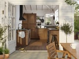 ENKÖPING 2-p door f corner base cabinet set, brown walnut effect, 25x80 cm