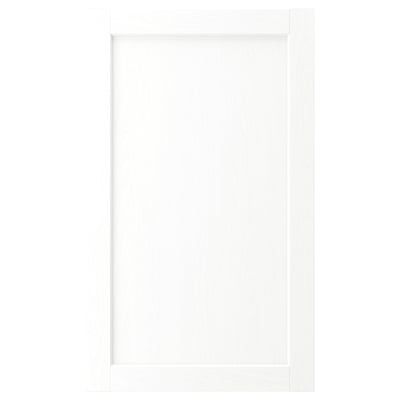 White ENKÖPING cabinet door with subtly grained, wood-like foil.