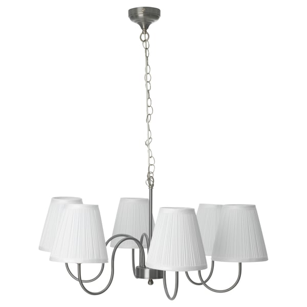 ESARP Chandelier, 6-armed, nickel-plated/fabric, 18 cm