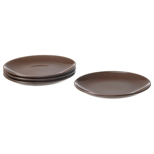 FÄRGKLAR Side plate, glossy brown, 20 cm