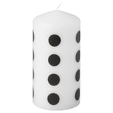 FENOMEN Unscented pillar candle, dotted/black white, 14 cm