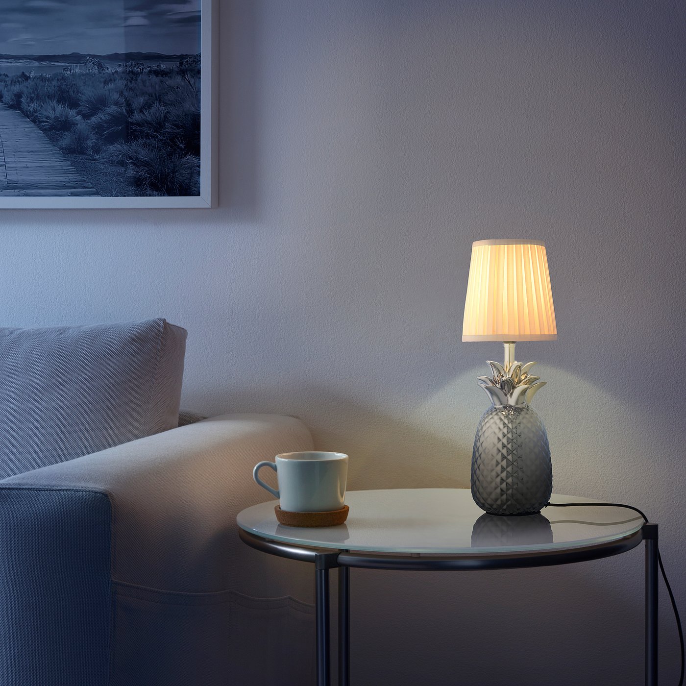 Fiddekulla Table Lamp Base Pineapple Silver Colour Ikea