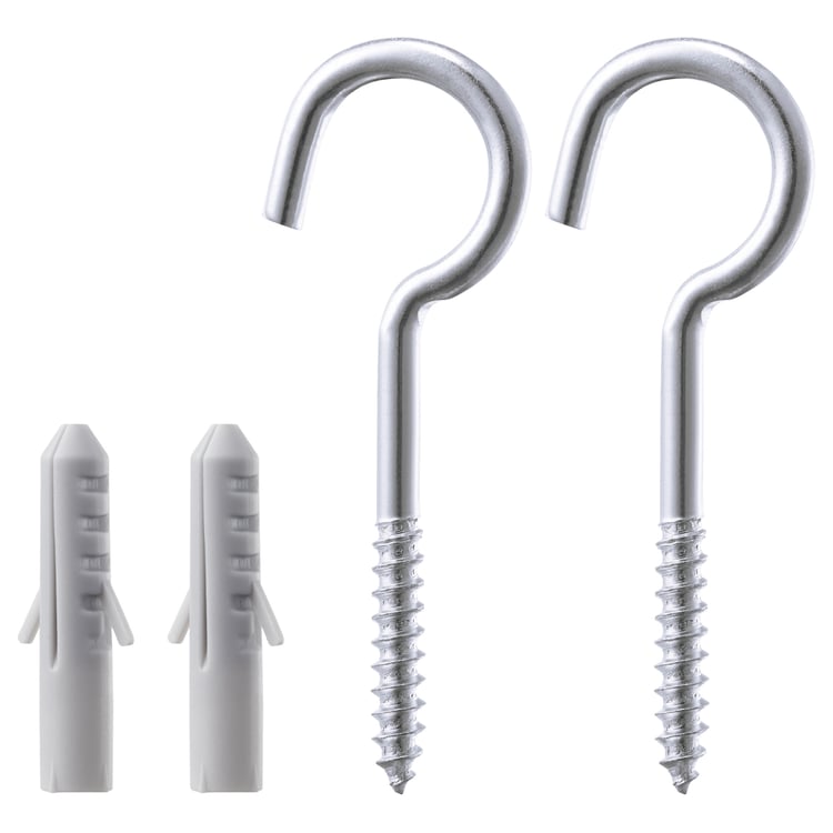 FIXA 4piece screw hook and plug set, silvercolour IKEA