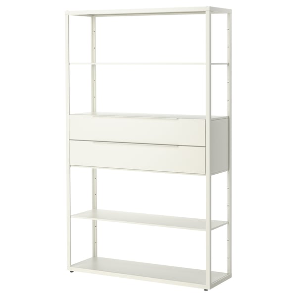 FJÄLKINGE shelving unit with drawers, white, 118x35x193 cm IKEA
