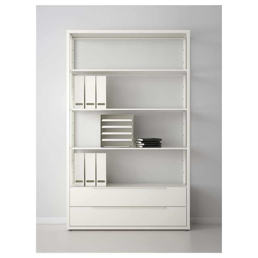 FJÄLKINGE shelving unit with drawers, white, 118x35x193 cm IKEA