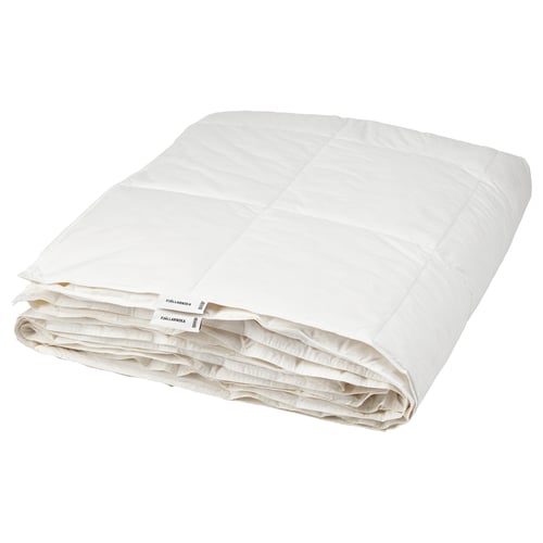 FJÄLLARNIKA duvet set, white, crisp cotton with down-feather fill, quilted squares, folded.