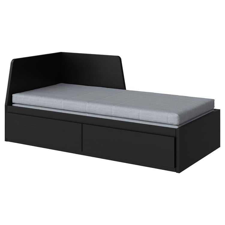 FLEKKE daybed w 2 drawers/2 mattresses, blackbrown/Ågotnes firm, 80x200 cm IKEA