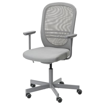FLINTAN Office chair with armrests, Diseröd grey