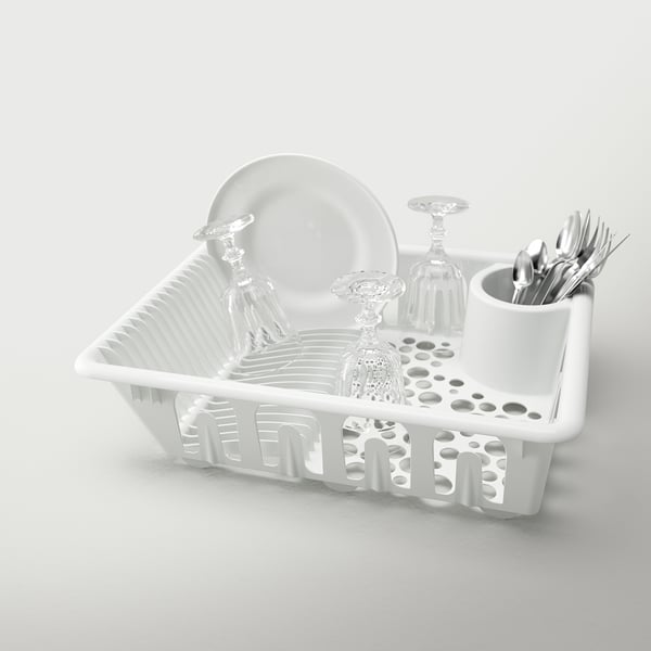 FLUNDRA Dish drainer, white