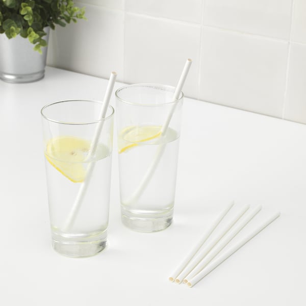 FÖRNYANDE Drinking straw, paper/white