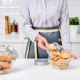 FÖRVAR Jar with lid, glass/aluminium-colour, 1.8 l