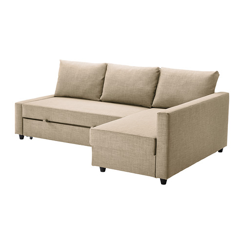 FRIHETEN Corner sofa-bed with storage - Skiftebo beige - IKEA