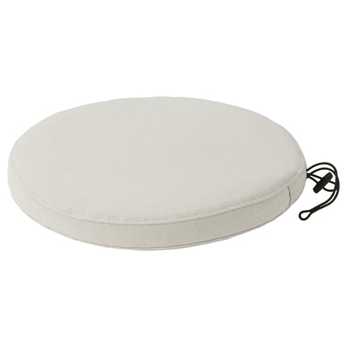 Round white FRÖSÖN/DUVHOLMEN cushion, eco-friendly, outdoor chair pad.