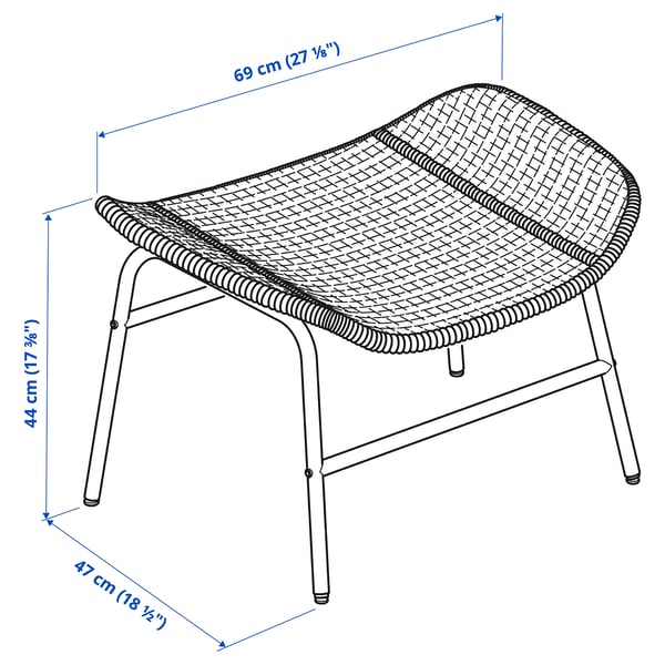 FRYKSÅS Armchair and footstool, rattan/Risane natural