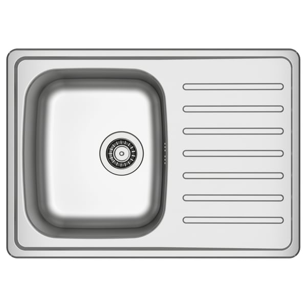 FYNDIG 1 bowl inset sink with drainer, stainless steel, 70x50 cm