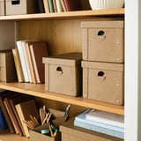 GÄRDESGÅRD Storage box with lid, natural, 18x25x16 cm