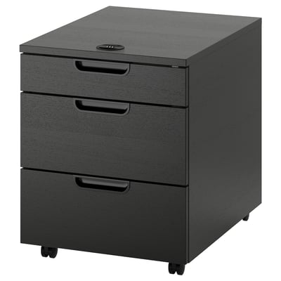 GALANT Drawer unit on castors, black stained ash veneer, 45x55 cm
