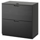 GALANT Drawer unit with drop-file storage, black stained ash veneer, 80x80 cm