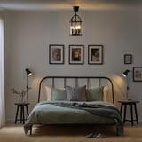 GALJON Pendant lamp, black/transparent glass, 25 cm