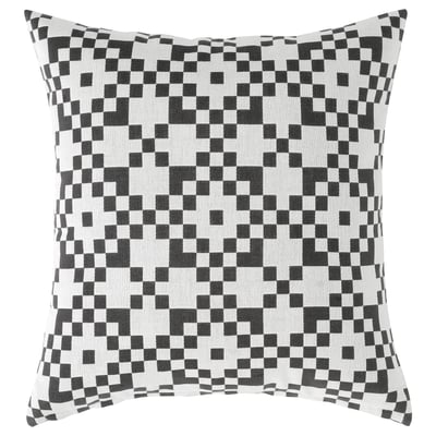 GINSTSÄCKMAL Cushion cover, black/white, 50x50 cm