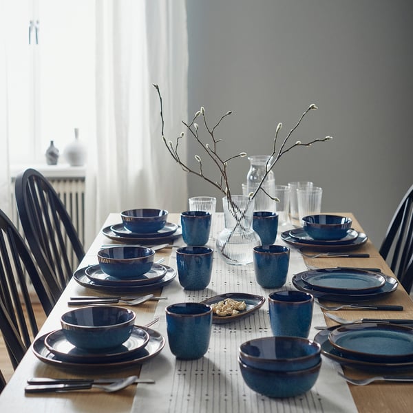 GLADELIG 18-piece service, blue