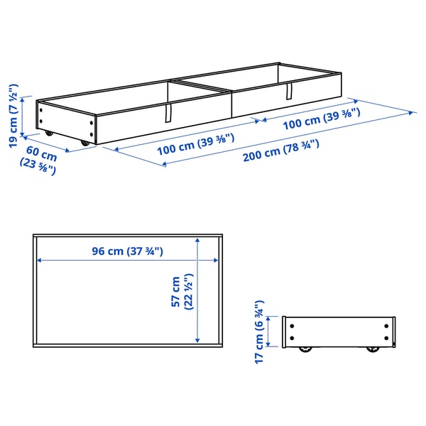 GLADSTAD Upholstered bed storage box, Kabusa light grey, 200 cm