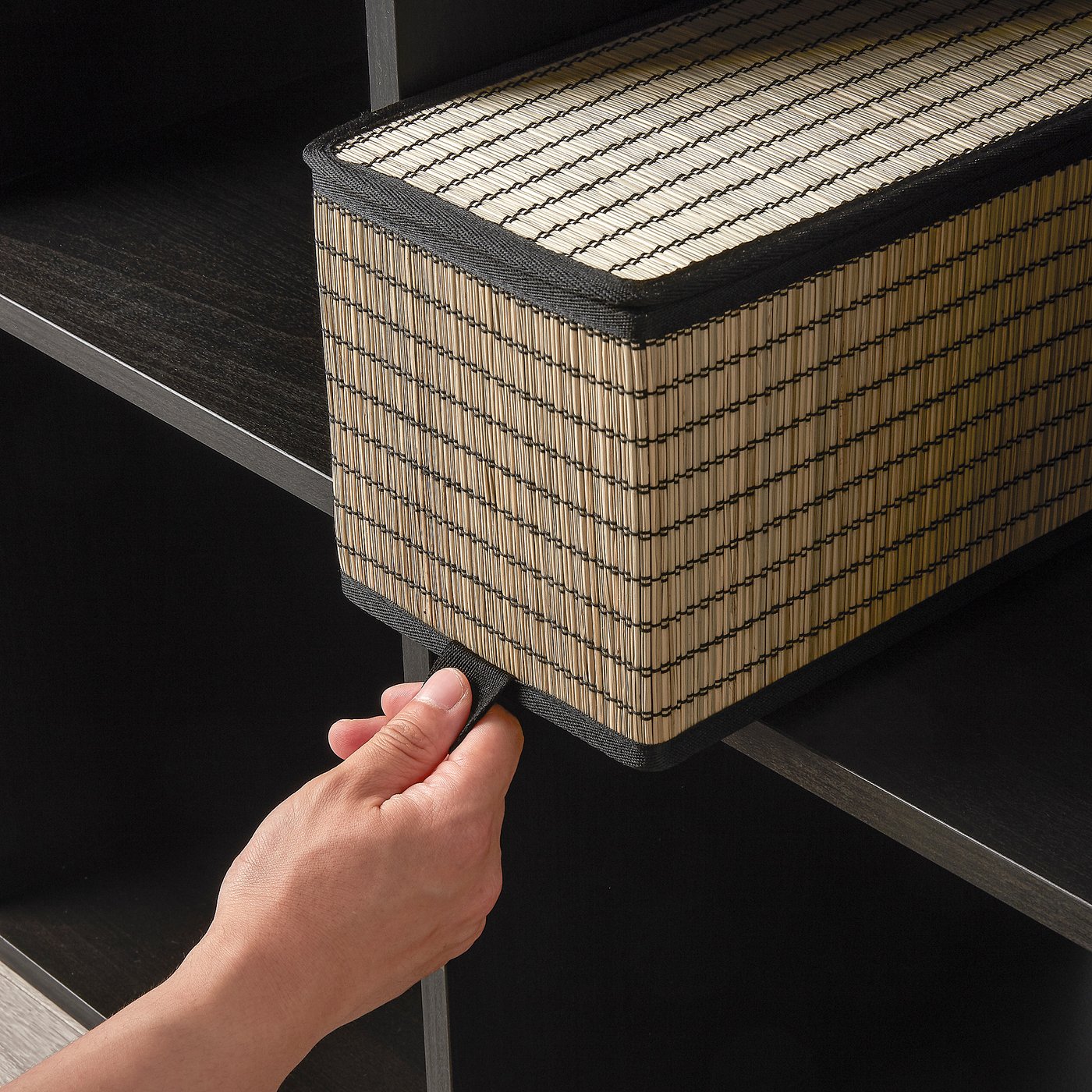 GNABBAS Box with lid, seagrass, 16x35x16 cm IKEA