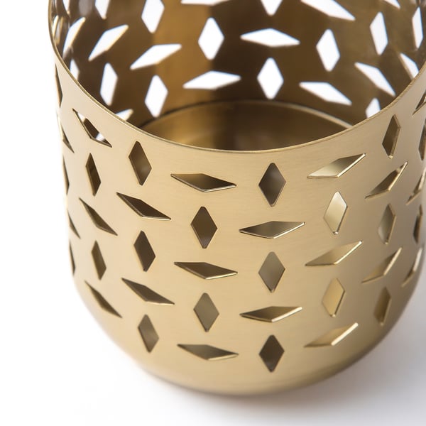 GOKVÄLLÅ Tealight holder, gold-colour, 10 cm