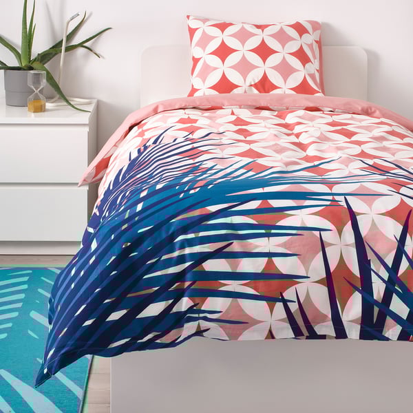 GRACIÖS Quilt cover and pillowcase tile pattern, pink IKEA