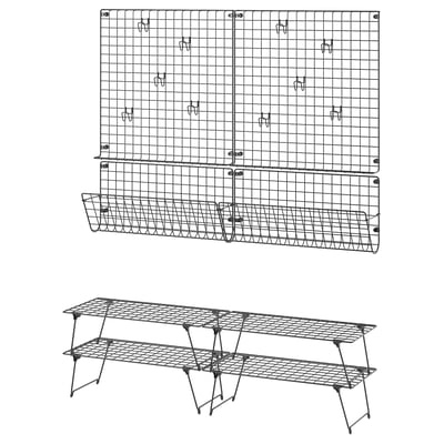 GREJIG Hallway furniture, set of 8, grey