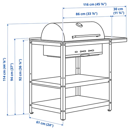 Illustration with measurements for the product: GRILLSKÄR.