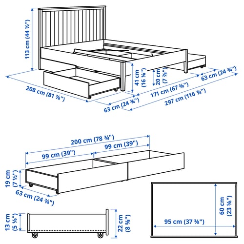 Illustration with measurements for the product: GULLABERG.