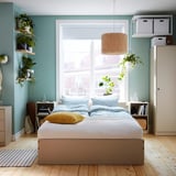 GURSKEN Bedroom furniture, set of 5, light beige, 140x200 cm