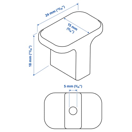 Illustration with measurements for the product: HACKÅS.