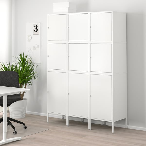 Hallan تشكيلة تخزين مع أبواب أبيض Ikea