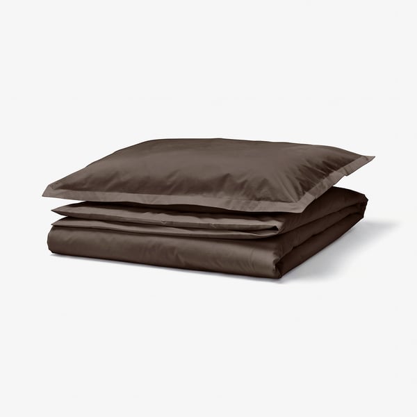 HAMPFLOCKEL Duvet cover and pillowcase, brown, 150x200/50x80 cm