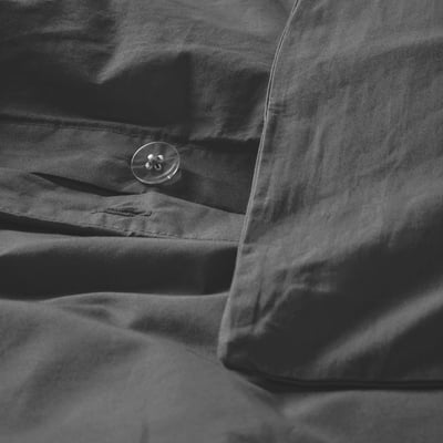 HAMPFLOCKEL Duvet cover and pillowcase, dark grey, 150x200/50x80 cm