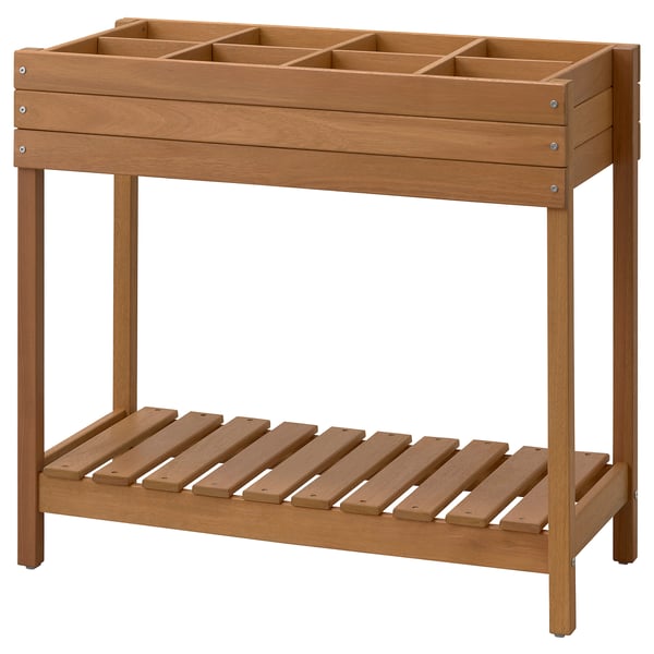 HATTHOLMEN Plant stand, stained eucalyptus/outdoor