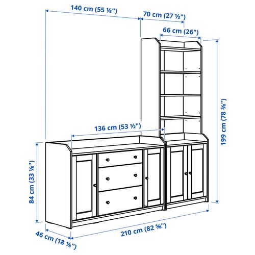 Illustration with measurements for the product: HAUGA.