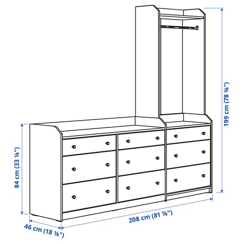 Illustration with measurements for the product: HAUGA.