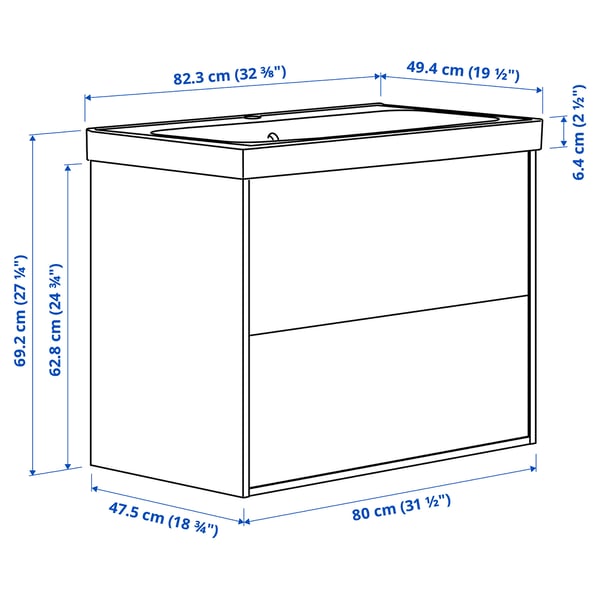 HAVBÄCK / ORRSJÖN Wash-stnd w drawers/wash-basin