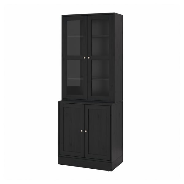 HAVSTA Storage combination w glass-doors, black, 81x47x212 cm