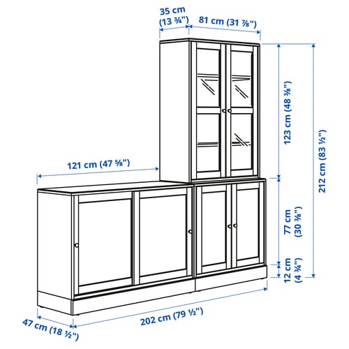 Illustration with measurements for the product: HAVSTA.