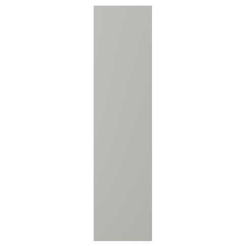 A light grey vertical rectangular drawer front made of acrylic paint and fiberboard designed for a kitchen.