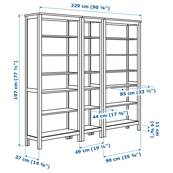 HEMNES Bookcase, black-brown, 229x197 cm